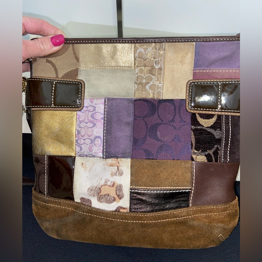 Coach Holiday Patchwork Handbag/ Shoulder Bag. Li… - image 3